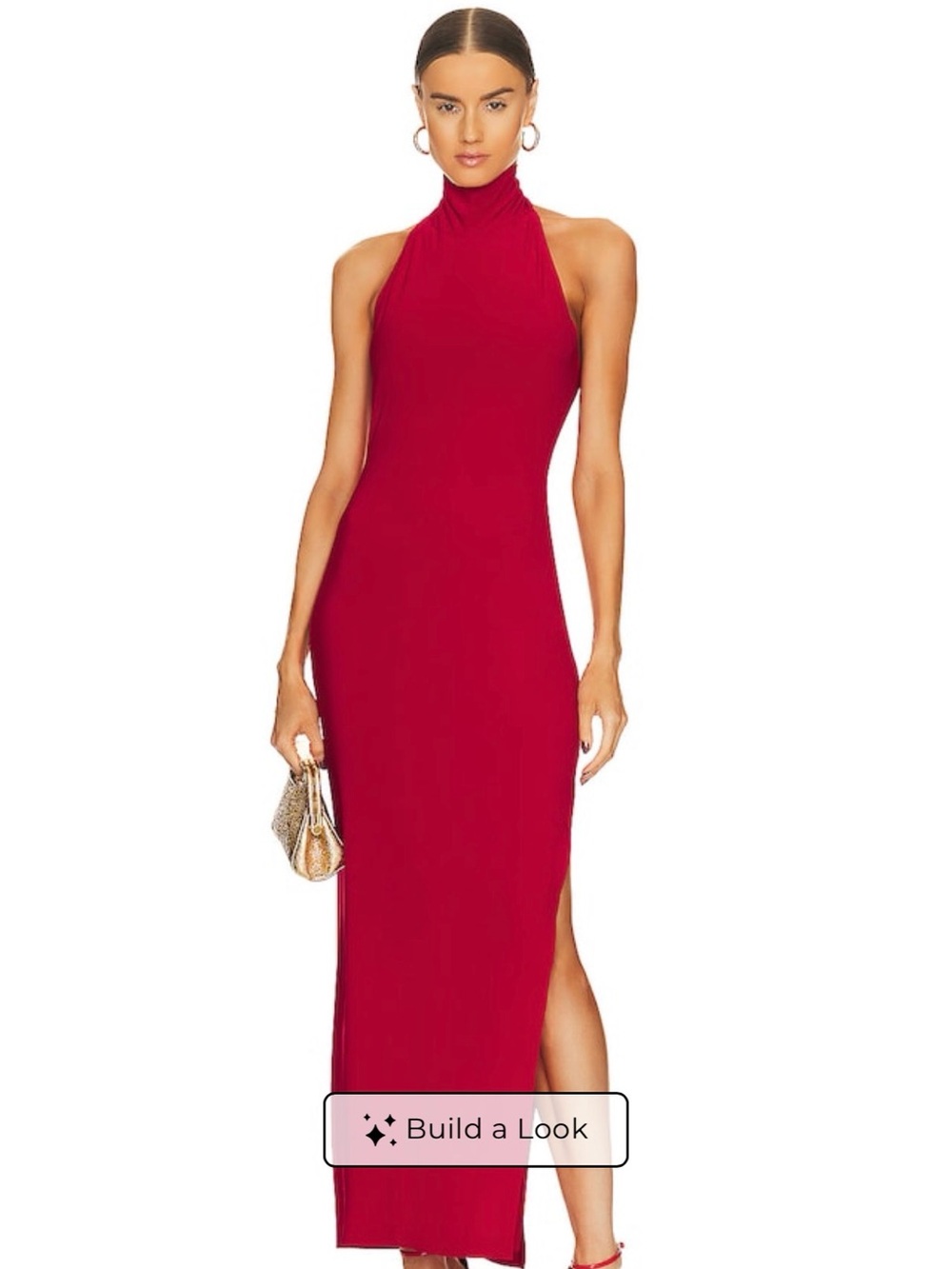Norma Kamali Red Halter-Neck Maxi Dress